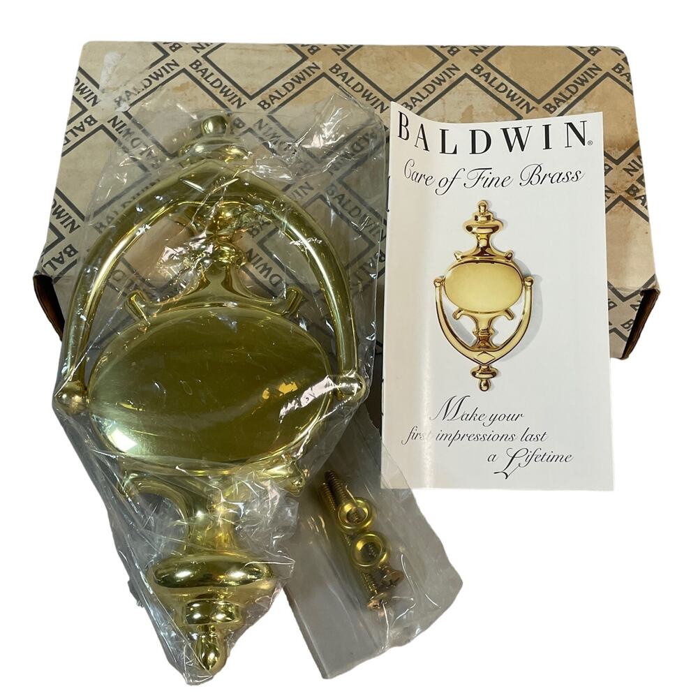 Baldwin Forged Polished Brass Vtg Door Knocker w/Mounting Screws + Box